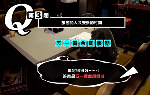 女神异闻录5皇家版填字游戏第三题答案是什么